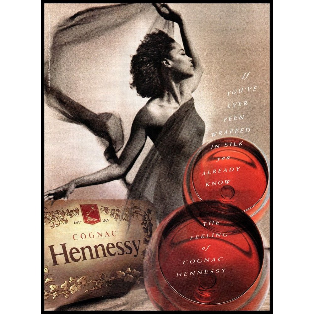 1992 Hennessy Cognac Vintage Print Ad Woman Silk Scarf Wall Art Photo